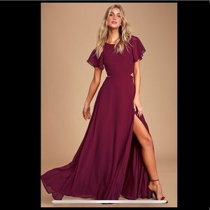 Lulu’s Garden Bliss Burgundy Cutout Maxi Dress